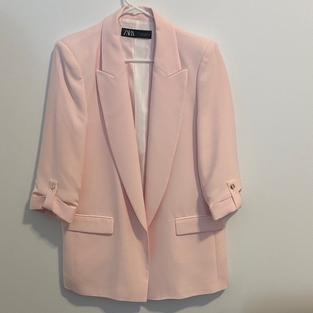 Zara Pale Pink Relaxed Tailored Blazer - Picture 1 of 5